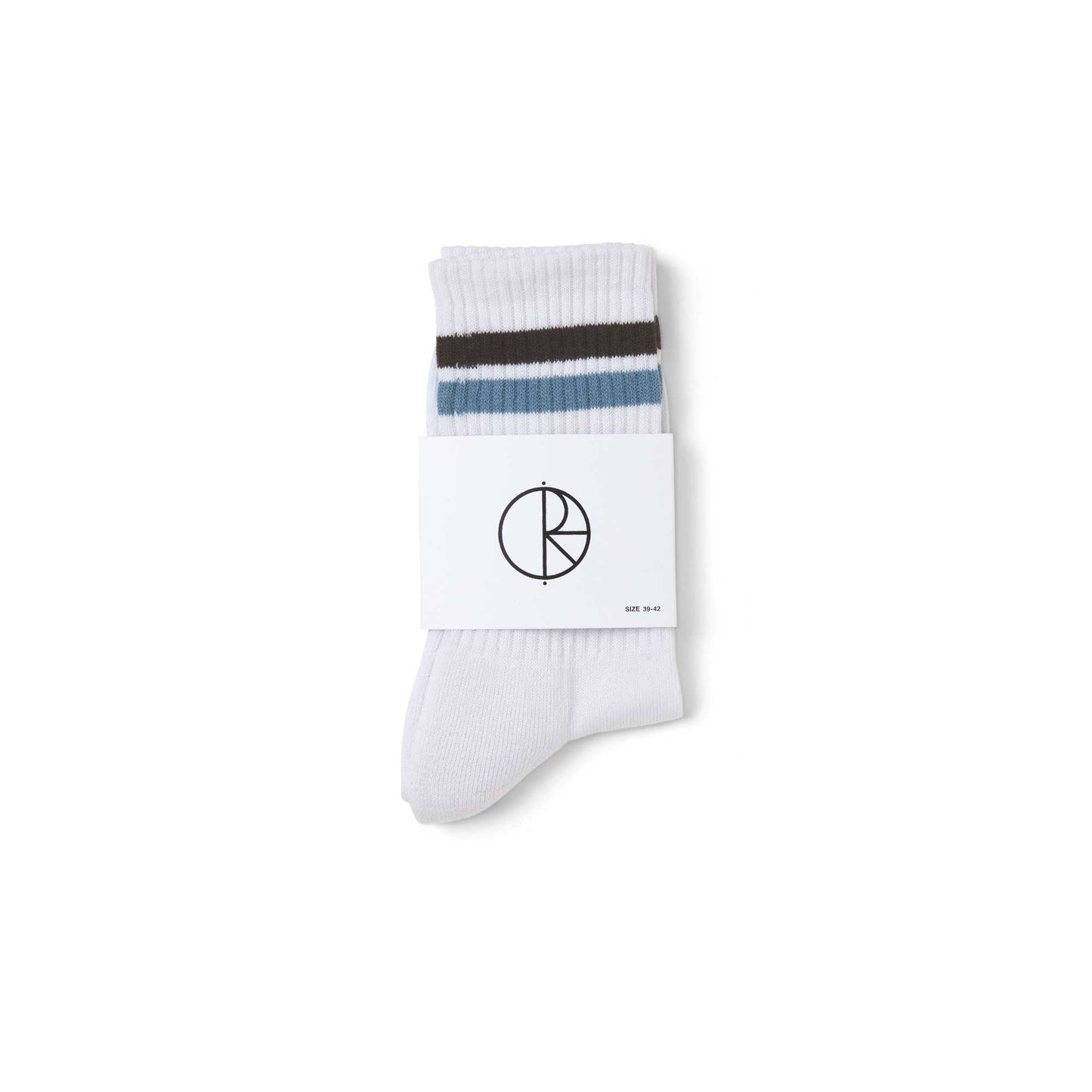 Polar Stripe Socks, White / Brown / Blue - Tiki Room Skateboards - 2