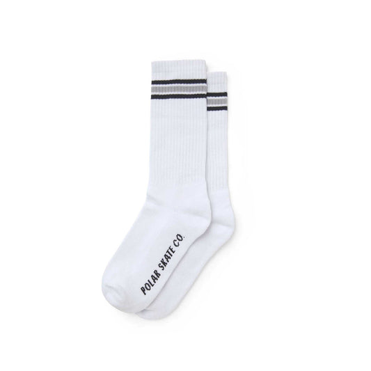 Polar Stripe Socks, white / grey - Tiki Room Skateboards - 1