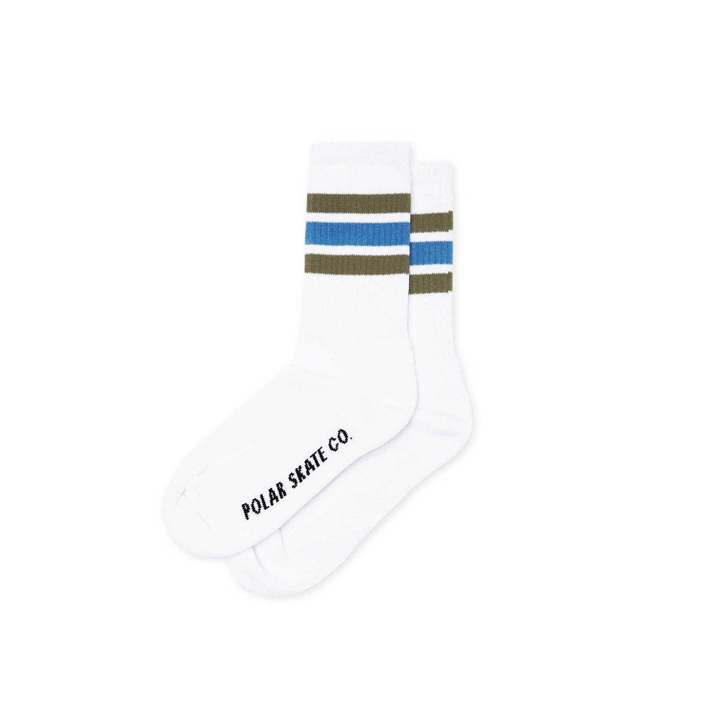 Polar Stripe socks, white/army/blue, white/army/blue - Tiki Room Skateboards - 1