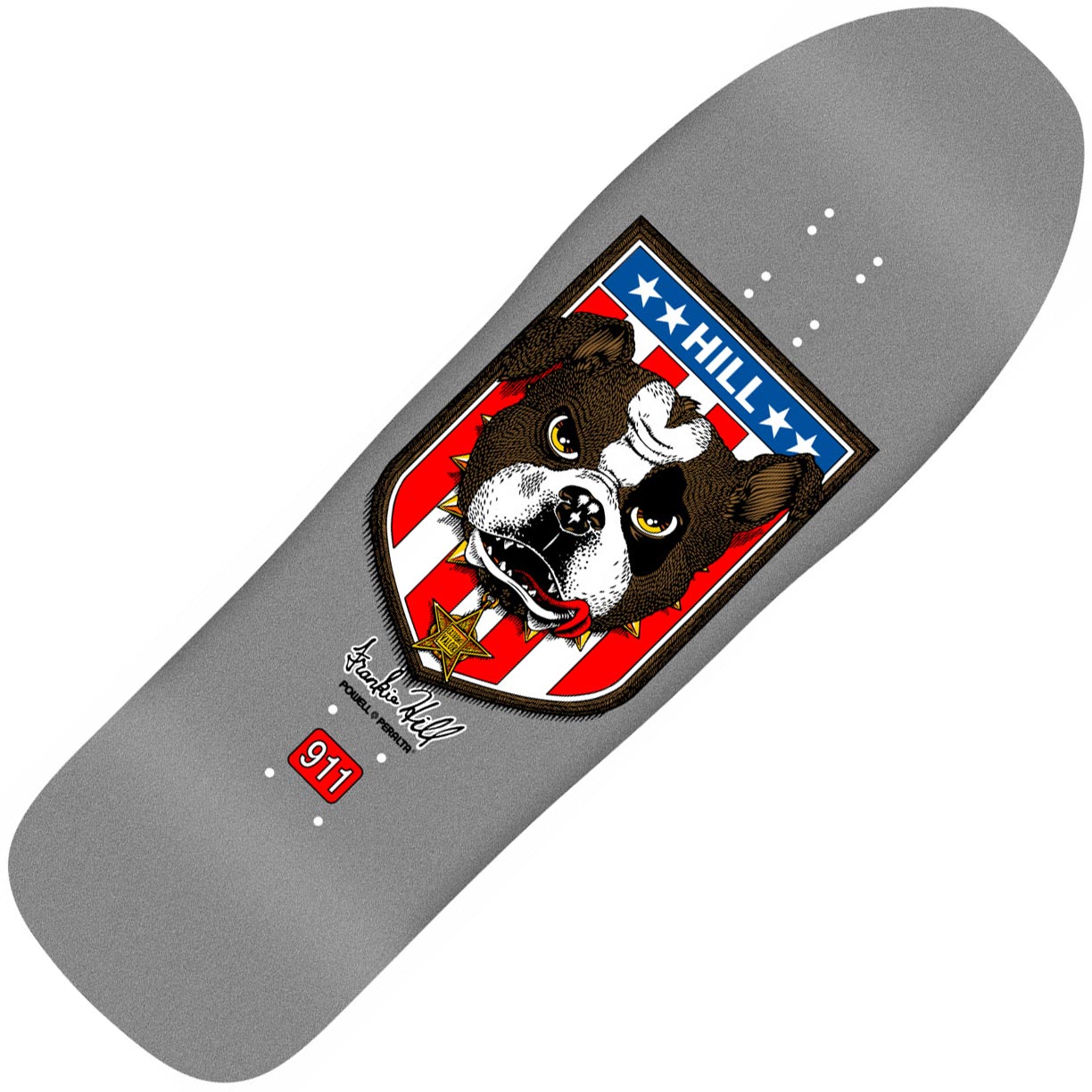 Powell Peralta Hill Bulldog Reissue Deck, Silver (10”) - Tiki Room Skateboards - 1