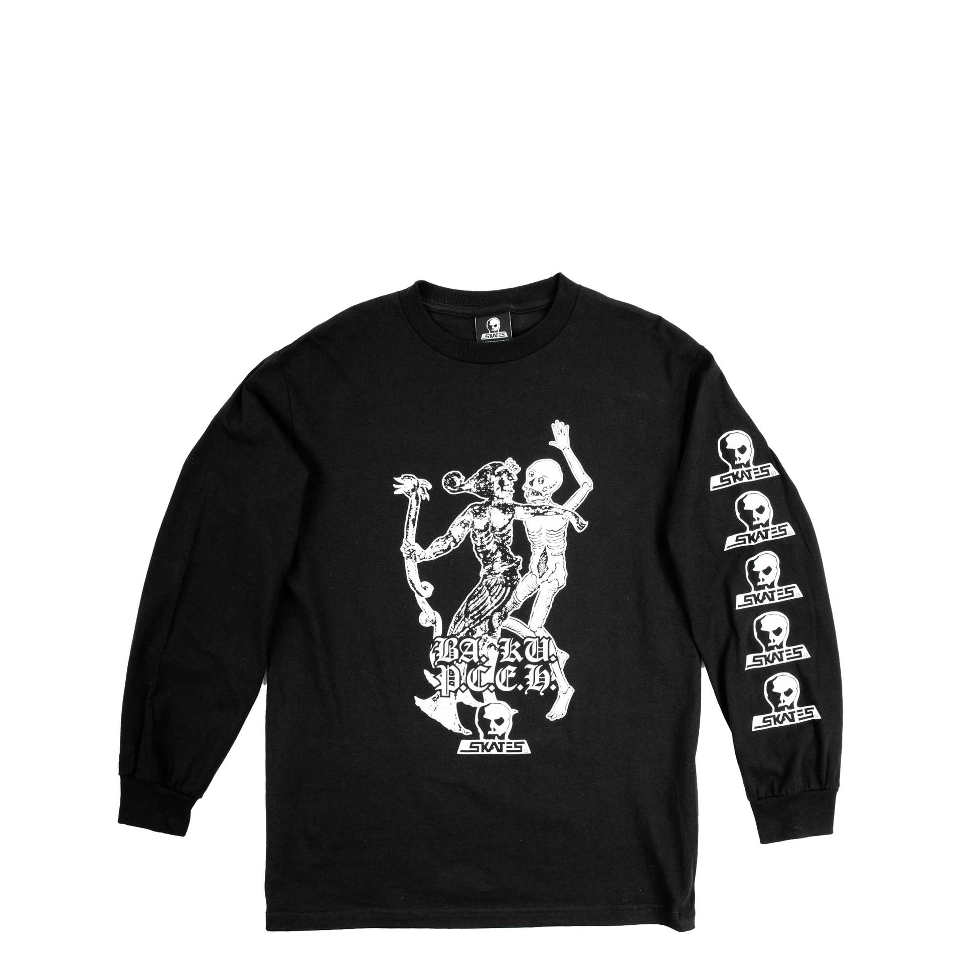 Skull Skates BA. KU. Permafrost long sleeve tee, black - Tiki Room Skateboards - 1