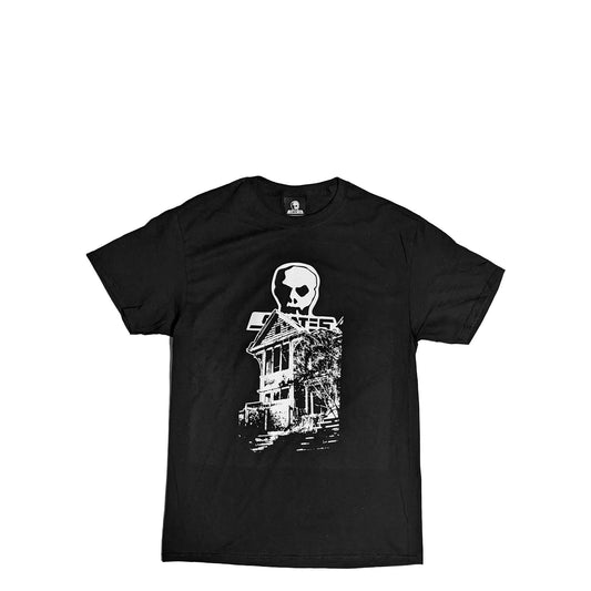 Skull Skates Haunted House Tee, black - Tiki Room Skateboards - 1