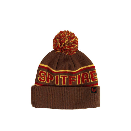 Spitfire Classic '87 Fill Pom Pom Beanie, brown/gold/red - Tiki Room Skateboards - 1