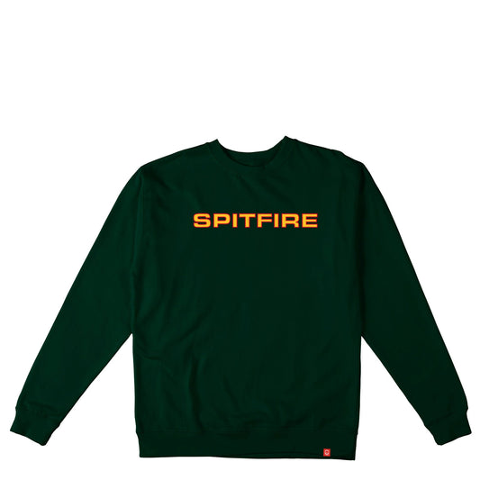 Spitfire Classic '87 Pullover Crewneck Sweatshirt, dark green w/ red & gold print - Tiki Room Skateboards - 1