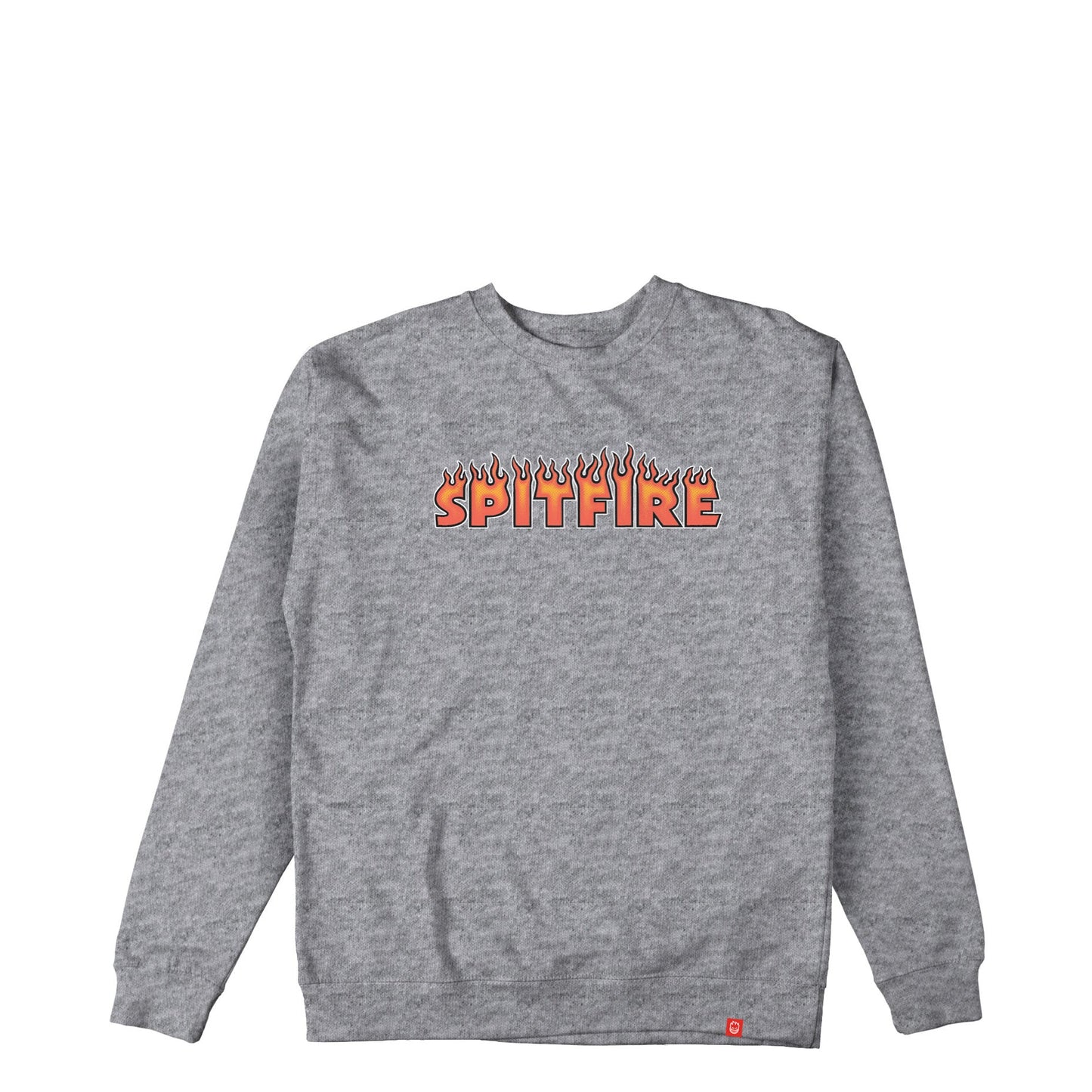 Spitfire Flash Fire Crewneck Sweatshirt, grey heather w/ multi-colored print - Tiki Room Skateboards - 1