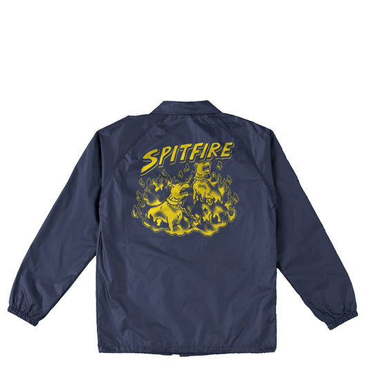 Spitfire Hell Hounds II Raw Coaches Jacket, deep navy w yellow prints - Tiki Room Skateboards - 1