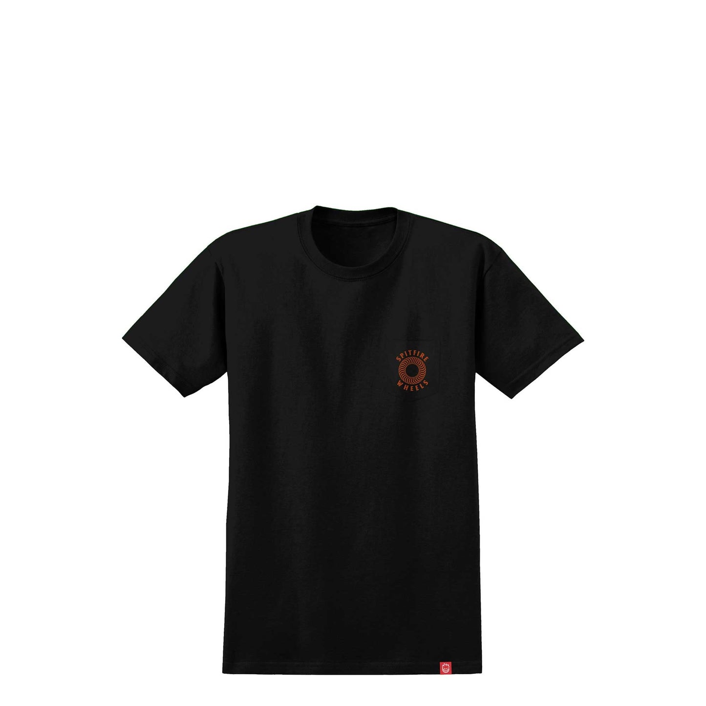 Spitfire Hollow Classic Pocket T-Shirt, black w/ burnt orange prints - Tiki Room Skateboards - 2