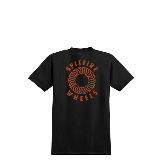 Spitfire Hollow Classic Pocket T-Shirt, black w/ burnt orange prints - Tiki Room Skateboards - 1