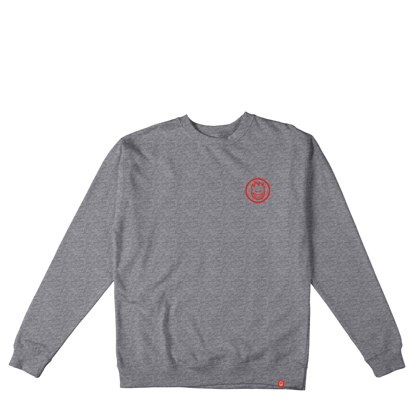 Spitfire Swirled Classic Crewneck Sweatshirt, grey heather w red prints - Tiki Room Skateboards - 2