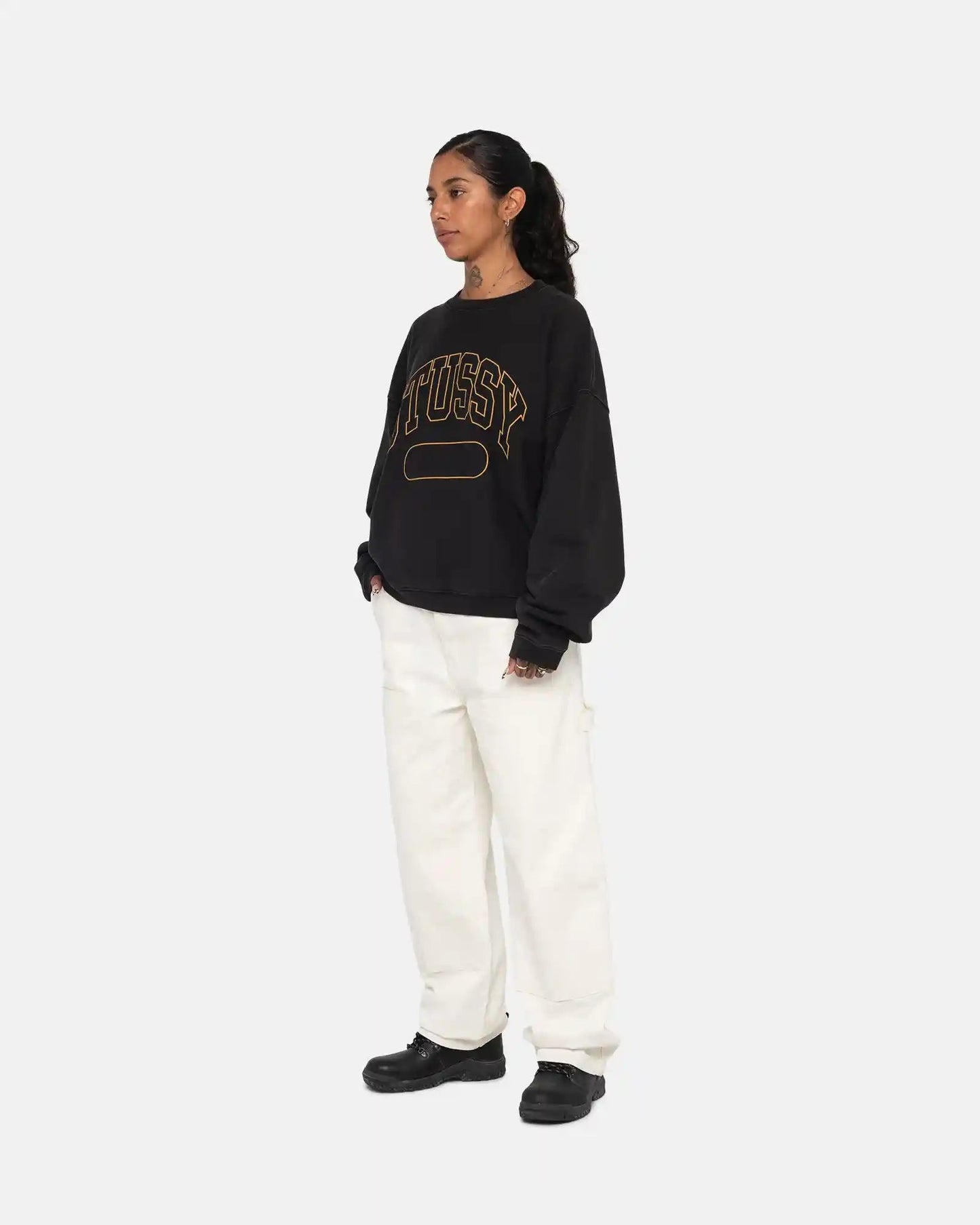 Stussy Varsity Oversized Crew, black - Tiki Room Skateboards - 7