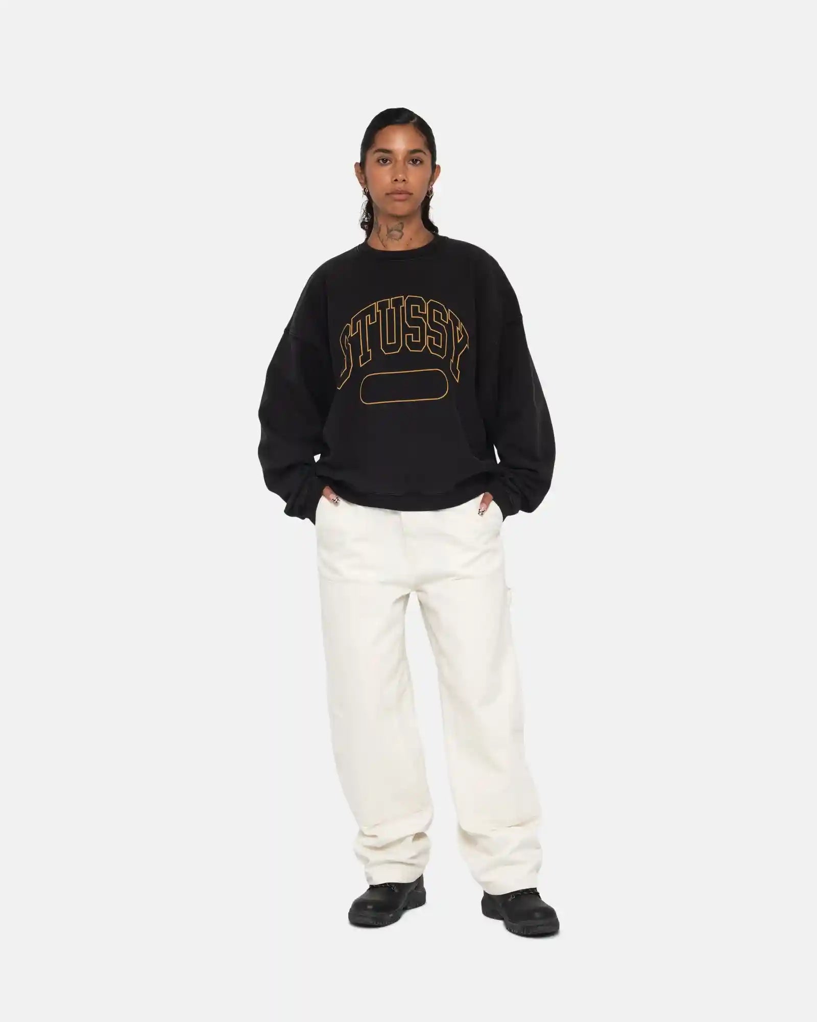 Stussy Varsity Oversized Crew, black - Tiki Room Skateboards - 5