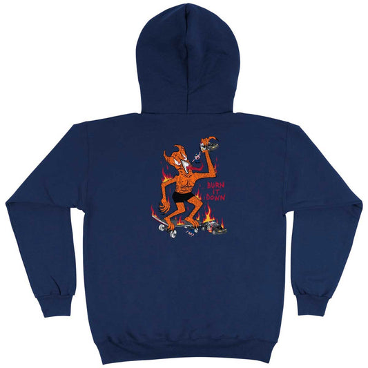 Thrasher Burn It Down Hoodie, navy - Tiki Room Skateboards - 1