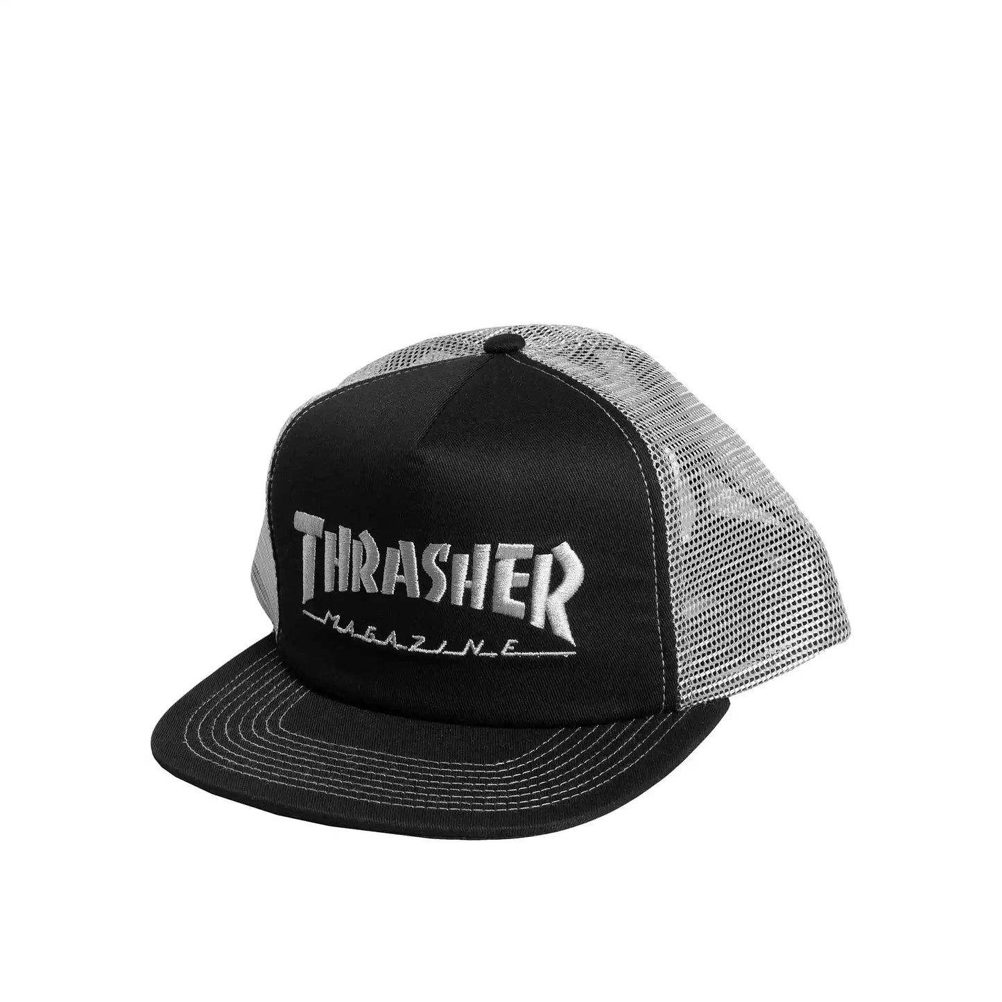 Thrasher Embroidered Logo Mesh Cap, black/grey - Tiki Room Skateboards - 1