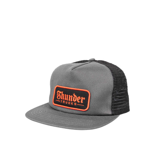 Thunder Script Patch Snapback, charcoal/black - Tiki Room Skateboards - 1