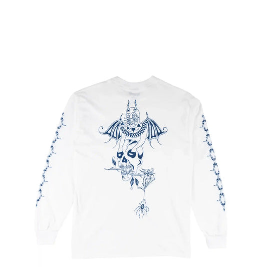 Welcome Angel Long Sleeve Tee, white - Tiki Room Skateboards - 1