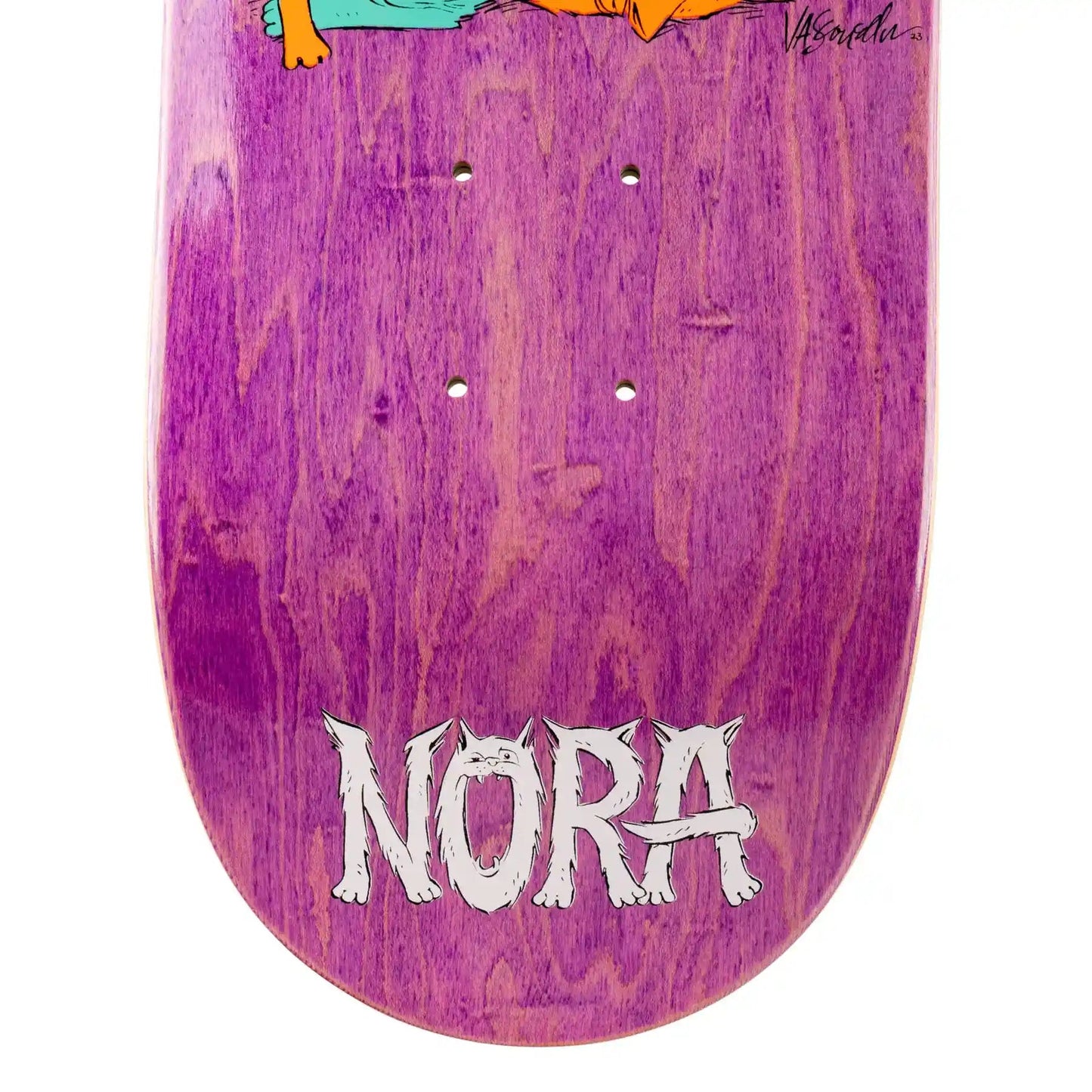 Welcome Purr Pile Nora Pro Model Deck (7.75"), purple stain - Tiki Room Skateboards - 5